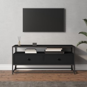 Mueble de TV madera contrachapada negro 100x35x45 cm en Muebles TV | Comprar online en Foru.es