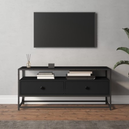 Mueble de TV madera contrachapada negro 100x35x45 cm en Muebles TV | Comprar online en Foru.es