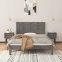 Cabecero de cama de pared madera maciza pino gris 146x3x63 cm de vidaXL, Cabeceros y pies de cama - Ref: Foro24-824735, Preci...