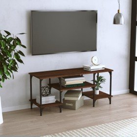 Mueble de TV madera contrachapada marrón roble 102x35x45,5 cm en Muebles TV | Comprar online en Foru.es