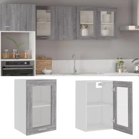 Vitrina colgante "Lyon" gris Sonoma 40x31x60 cm madera de ingeniería en Armarios de cocina | Comprar online en Foru.es