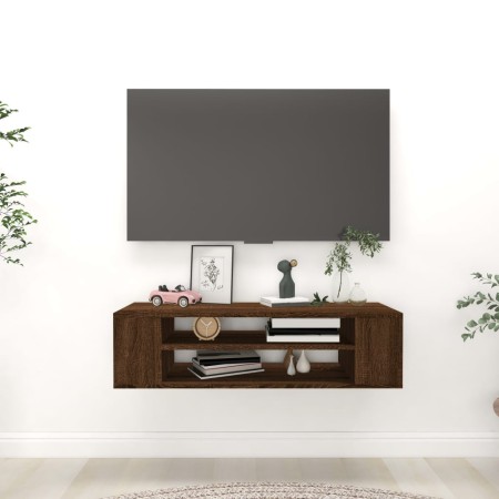 Mueble de TV colgante madera marrón roble 100x30x26,5 cm en Muebles TV | Comprar online en Foru.es