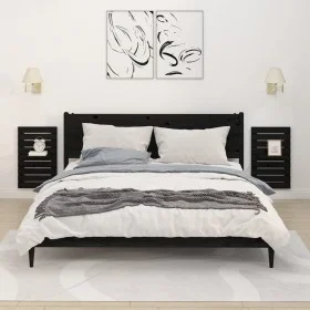 Estantes mesitas de pared 2 uds madera maciza de pino negro de vidaXL, Estantes y estanterías - Ref: Foro24-824772, Precio: 3...