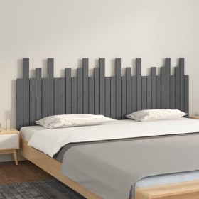 Cabecero de cama de pared madera maciza pino gris 204x3x80 cm de vidaXL, Cabeceros y pies de cama - Ref: Foro24-824780, Preci...