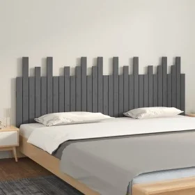 Cabecero de cama de pared madera maciza pino gris 204x3x80 cm de vidaXL, Cabeceros y pies de cama - Ref: Foro24-824780, Preci...