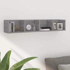 Estante de pared para CD madera contrachapada gris 100x18x18 cm en Estanterías | Comprar online en Foru.es