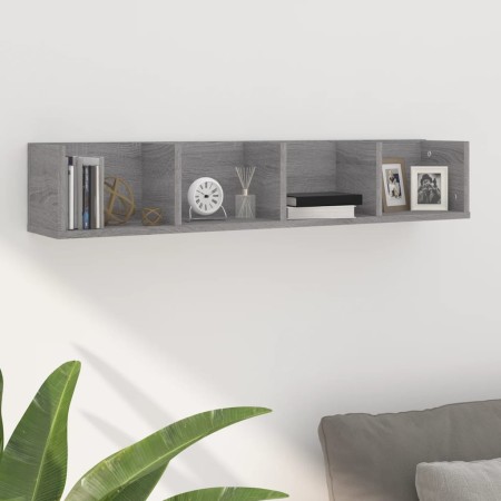Estante de pared para CD madera contrachapada gris 100x18x18 cm en Estanterías | Comprar online en Foru.es