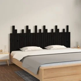 Solid black pine wood wall bed headboard 185x3x80 cm by vidaXL, Headboards and footboards - Ref: Foro24-824817, Price: 111,68...
