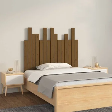 Wandbett-Kopfteil aus massivem Kiefernholz, honigbraun, 95,5 x 3 x 80 cm von vidaXL, Kopf- und Fußteile - Ref: Foro24-824786,...