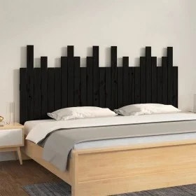Solid black pine wood wall bed headboard 166x3x80 cm by vidaXL, Headboards and footboards - Ref: Foro24-824812, Price: 79,76 ...