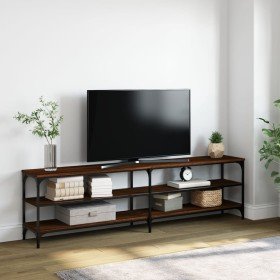 Mueble TV metal y madera contrachapada marrón roble 180x30x50cm en Muebles TV | Comprar online en Foru.es