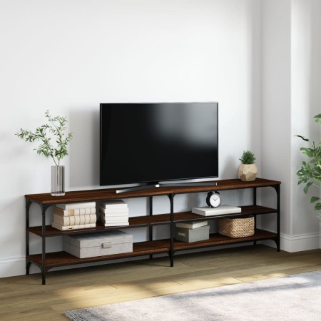 Mueble TV metal y madera contrachapada marrón roble 180x30x50cm en Muebles TV | Comprar online en Foru.es