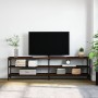 Mueble TV metal y madera contrachapada marrón roble 180x30x50cm en Muebles TV | Comprar online en Foru.es
