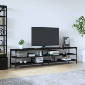 Mueble de TV metal y madera contrachapada negro 200x30x50 cm en Muebles TV | Comprar online en Foru.es