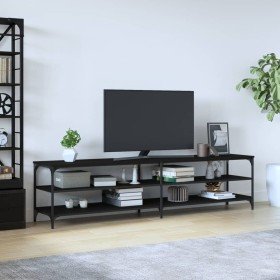 Mueble de TV metal y madera contrachapada negro 200x30x50 cm en Muebles TV | Comprar online en Foru.es