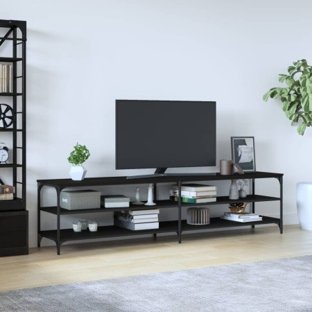 Mueble de TV metal y madera contrachapada negro 200x30x50 cm en Muebles TV | Comprar online en Foru.es