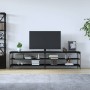 Mueble de TV metal y madera contrachapada negro 200x30x50 cm en Muebles TV | Comprar online en Foru.es