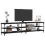 Mueble de TV metal y madera contrachapada negro 200x30x50 cm en Muebles TV | Comprar online en Foru.es