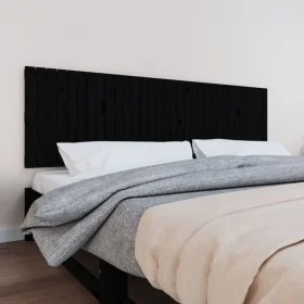 Solid black pine wood wall bed headboard 204x3x60 cm by vidaXL, Headboards and footboards - Ref: Foro24-824832, Price: 108,08...