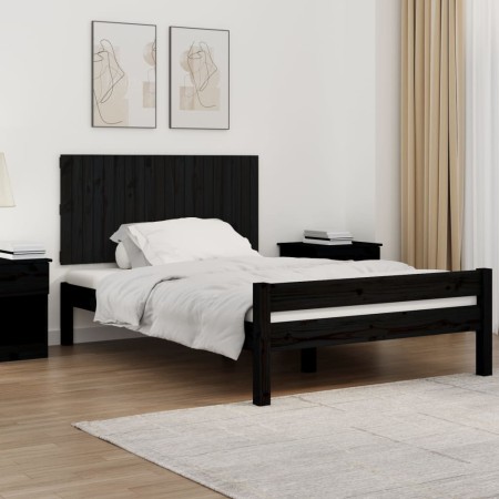 Cabecero de cama pared madera maciza pino negro 127,5x3x60 cm de vidaXL, Cabeceros y pies de cama - Ref: Foro24-824842, Preci...