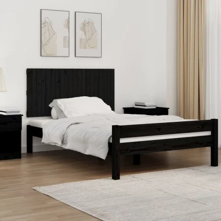 Cabecero de cama pared madera maciza pino negro 127,5x3x60 cm de vidaXL, Cabeceros y pies de cama - Ref: Foro24-824842, Preci...