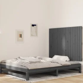 Cabecero de cama de pared madera maciza pino gris 127,5x3x90 cm de vidaXL, Cabeceros y pies de cama - Ref: Foro24-824890, Pre...