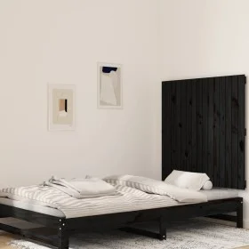 Wandbett-Kopfteil aus massivem schwarzem Kiefernholz, 95,5 x 3 x 90 cm von vidaXL, Kopf- und Fußteile - Ref: Foro24-824887, P...