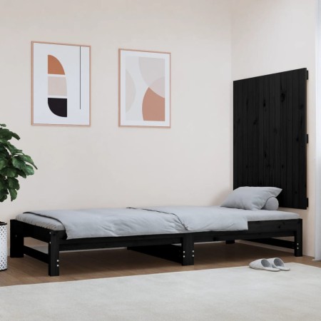 Cabecero de cama de pared madera maciza pino negro 82,5x3x90 cm de vidaXL, Cabeceros y pies de cama - Ref: Foro24-824907, Pre...