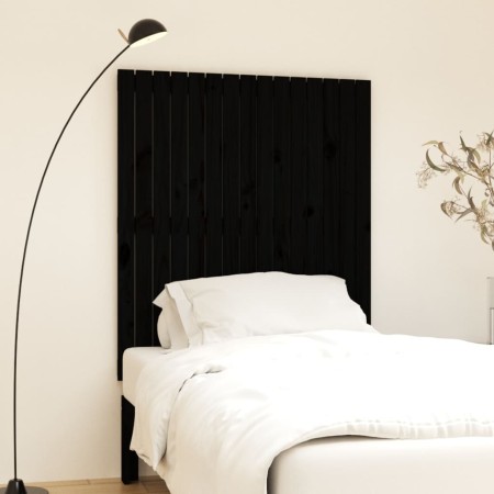 Cabecero de cama pared madera maciza pino negro 95,5x3x110 cm de vidaXL, Cabeceros y pies de cama - Ref: Foro24-824937, Preci...