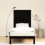 Cabecero de cama pared madera maciza pino negro 95,5x3x110 cm de vidaXL, Cabeceros y pies de cama - Ref: Foro24-824937, Preci...
