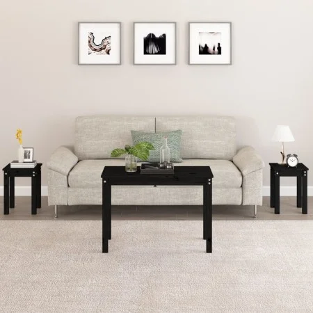 Mesas apilables 3 piezas madera maciza de pino negro de vidaXL, Mesas auxiliares - Ref: Foro24-824982, Precio: 57,41 €, Descu...