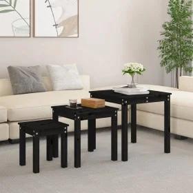 Mesas apilables 3 piezas madera maciza de pino negro de vidaXL, Mesas auxiliares - Ref: Foro24-824977, Precio: 61,52 €, Descu...