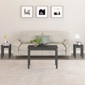 Stapelbare Tische 3 Stück aus massivem grauem Kiefernholz von vidaXL, Seitentische - Ref: Foro24-824980, Preis: 57,41 €, Raba...