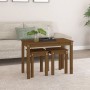 Mesas apilables 3 piezas madera maciza de pino marrón miel de vidaXL, Mesas auxiliares - Ref: Foro24-824981, Precio: 57,41 €,...