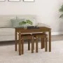 Mesas apilables 3 piezas madera maciza de pino marrón miel de vidaXL, Mesas auxiliares - Ref: Foro24-824981, Precio: 57,41 €,...