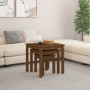 Mesas apilables 3 piezas madera maciza de pino marrón miel de vidaXL, Mesas auxiliares - Ref: Foro24-824976, Precio: 68,22 €,...