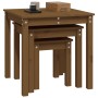 Mesas apilables 3 piezas madera maciza de pino marrón miel de vidaXL, Mesas auxiliares - Ref: Foro24-824976, Precio: 68,22 €,...