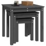 Mesas apilables 3 piezas madera maciza de pino gris de vidaXL, Mesas auxiliares - Ref: Foro24-824975, Precio: 75,85 €, Descue...