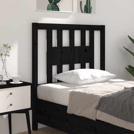 Cabecero madera maciza de pino negro 81x4x100 cm de vidaXL, Cabeceros y pies de cama - Ref: Foro24-818649, Precio: 23,23 €, D...