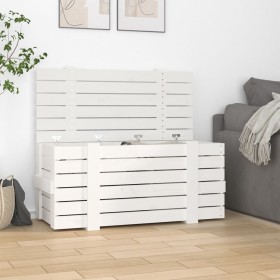 Caja de almacenaje madera maciza de pino blanco 91x40,5x42 cm de vidaXL, Cestas para almacenaje - Ref: Foro24-824999, Precio:...