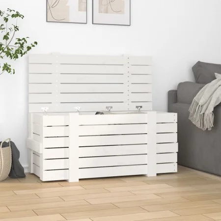 Caja de almacenaje madera maciza de pino blanco 91x40,5x42 cm de vidaXL, Cestas para almacenaje - Ref: Foro24-824999, Precio:...