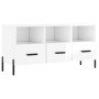 Mueble de TV madera contrachapada blanco brillo 102x36x50 cm en Muebles TV | Comprar online en Foru.es