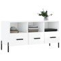 Mueble de TV madera contrachapada blanco brillo 102x36x50 cm en Muebles TV | Comprar online en Foru.es