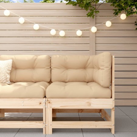 Sofá esquinero con cojines madera maciza de pino de vidaXL, Sofás modulares de exterior - Ref: Foro24-825541, Precio: 94,44 €...