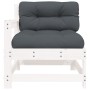 Sillón de jardín con cojines madera maciza de pino blanco de vidaXL, Sofás modulares de exterior - Ref: Foro24-825570, Precio...