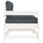 Sillón de jardín con cojines madera maciza de pino blanco de vidaXL, Sofás modulares de exterior - Ref: Foro24-825570, Precio...