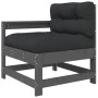 Garden armchair with solid gray pine wood cushions by vidaXL, Modular outdoor sofas - Ref: Foro24-825571, Price: 106,79 €, Di...