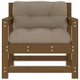 Sillones de jardín cojines 2 uds madera maciza pino marrón miel de vidaXL, Sofás modulares de exterior - Ref: Foro24-825565, ...