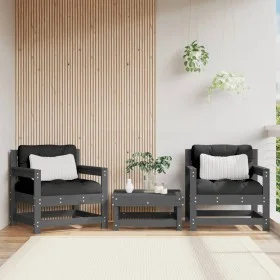 Garden armchairs with cushions 2 units solid gray pine wood by vidaXL, Modular outdoor sofas - Ref: Foro24-825564, Price: 212...