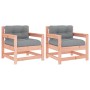 Sillones de jardín y cojines 2 uds madera maciza abeto Douglas de vidaXL, Sofás modulares de exterior - Ref: Foro24-825567, P...